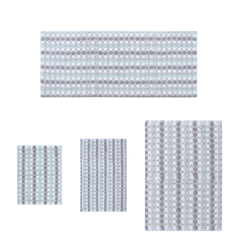 Macek 100% Cotton Bathroom Rug, Non Slip & Soft Shaggy Mat Machine Washable - 4PC Set, Green