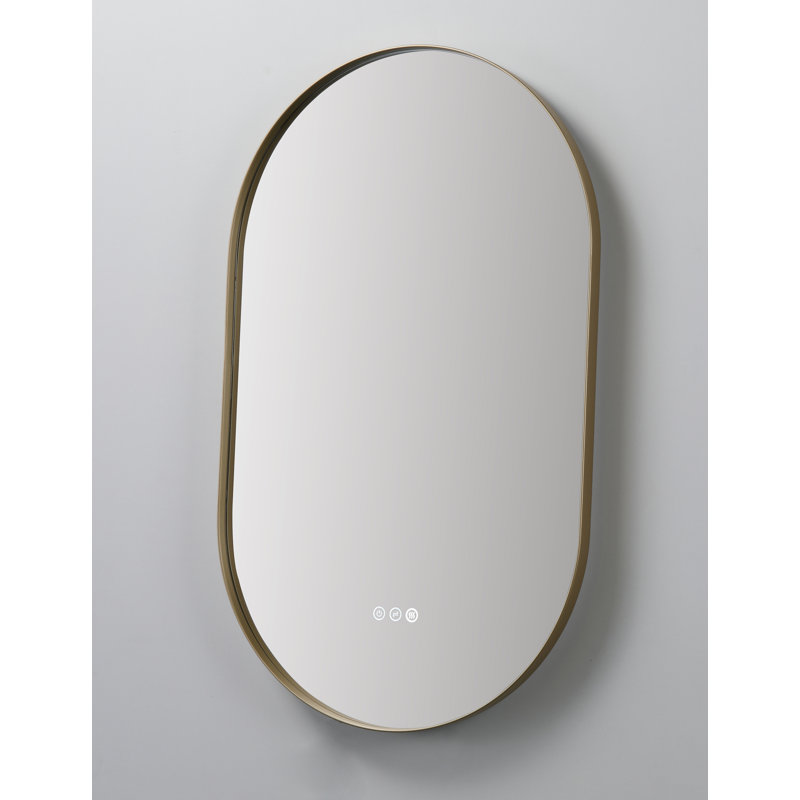 Shell LED Mirror, 35.43" x 21.65", Gold, Oval