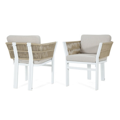 Ensemble de 2 chaises de salle à manger d'extérieur avec cadre en aluminium avec coussin, capacité de 300 lb, sièges de patio toutes saisons pour la cour, la terrasse et le jardin