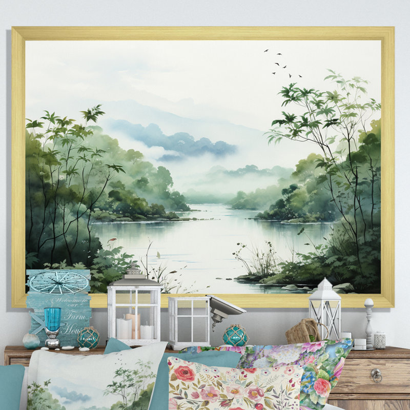 «Tranquil Oasis II» sur toile, Cadre doré à une seule photo, H 16 po x l 32 po x P 1 po