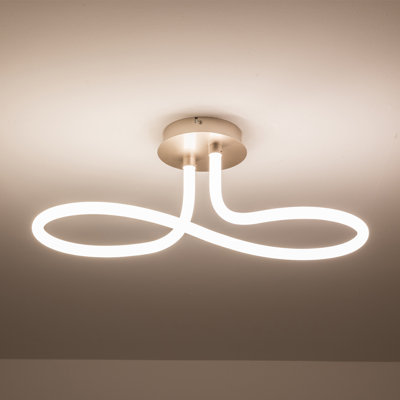 Ravensworth LED 1 Light Semi-Flush Ceiling Light, Matt Nickel, Non-Dimmable
