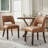VKNOW Faux Leather Upholstered Dining Chairs Set of 4, High-Density Foam Cushion, Walnut Rubber Wood Legs for Dining Room, Bedroom, Brown-589035968-588950993