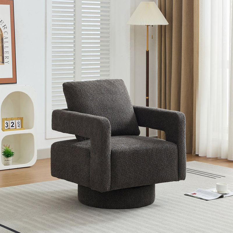 Fauteuil d'appoint pivotant carré avec dossier ouvert 29,13 po, Gris anthracite