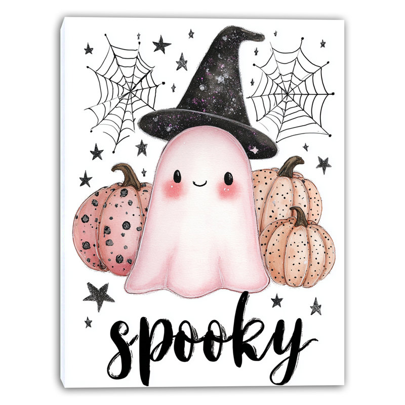 «Spooky Ghost», art mural sur toile blanche, H 16 po x l 12 po