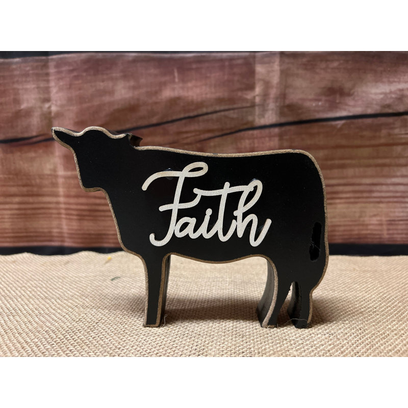 Faith Distressed Black Cow Sitter