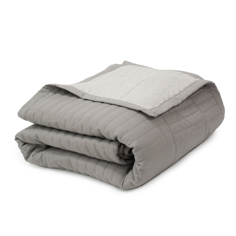 Graphite and Light Gray Reversible Microfiber King Quilt Set