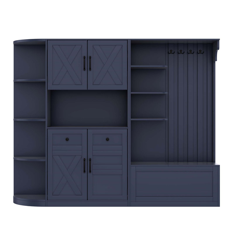 Armoire de vestibule multifonctionnelle gauche-droite avec rangement et crochets, idéale pour le salon, la cuisine et le couloir