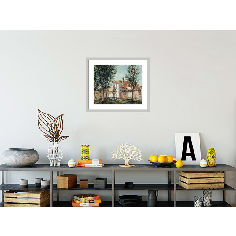 «The Loing at Moret August Morning» par Alfred Sisley, impression giclée encadrée, H 23,5 po x l 27,41 po