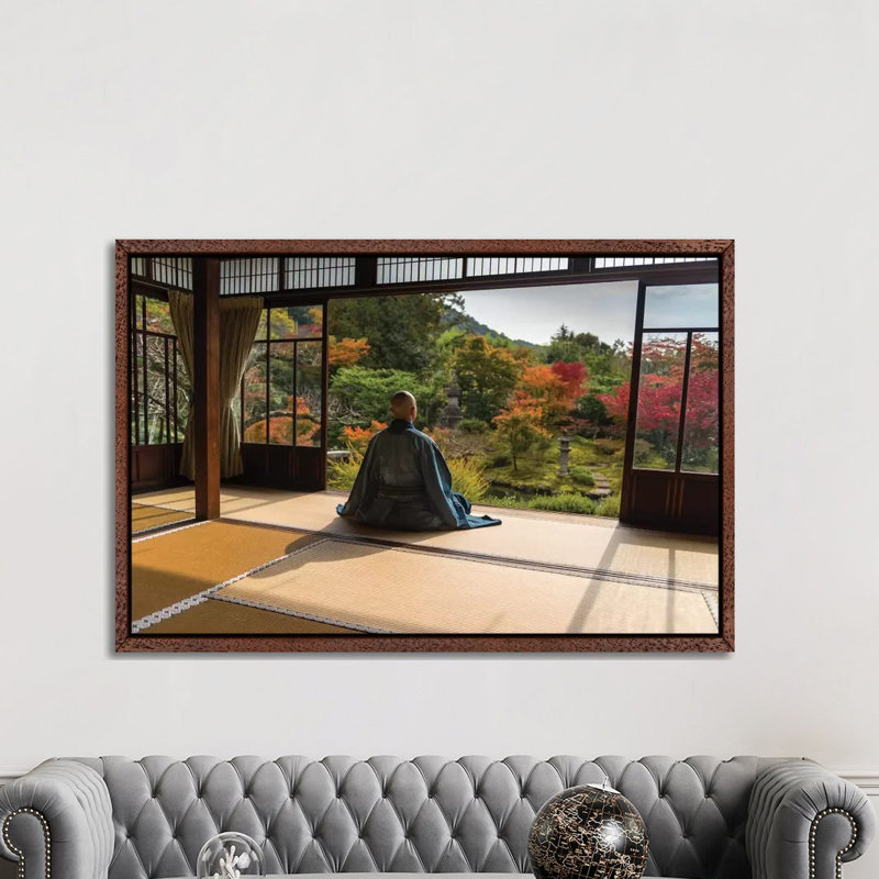 Meditation by Marc Pelissier - Print on Canvas, 152.5 cm H x 101.5 cm W, Classic Brown Wood Framed