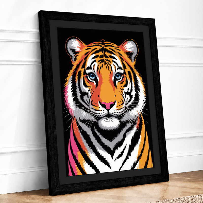 Tiger's Intense Gaze Modern - Framed Print, A4 - 29.7 x 21.0 cm, Black