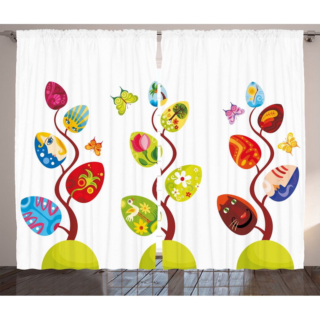 Rustikaler Vorhang, Magic Tree Thema Ostern, Kids, Mehrfarbig