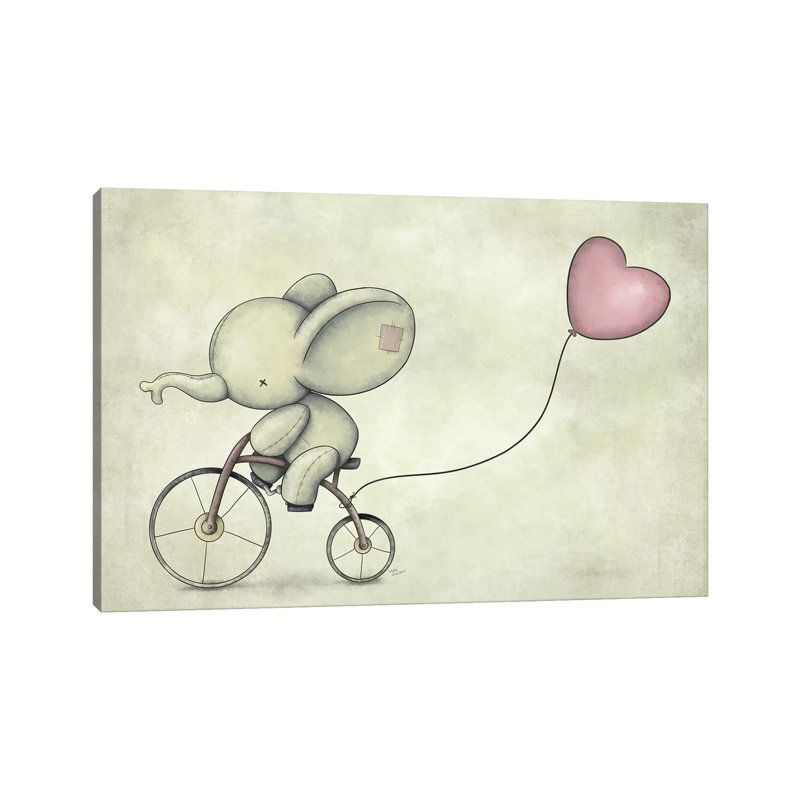 Cute Elephant Riding A Bike II by Mike Koubou - Wrapped Canvas Print, 66.04 cm H x 45.72 cm W