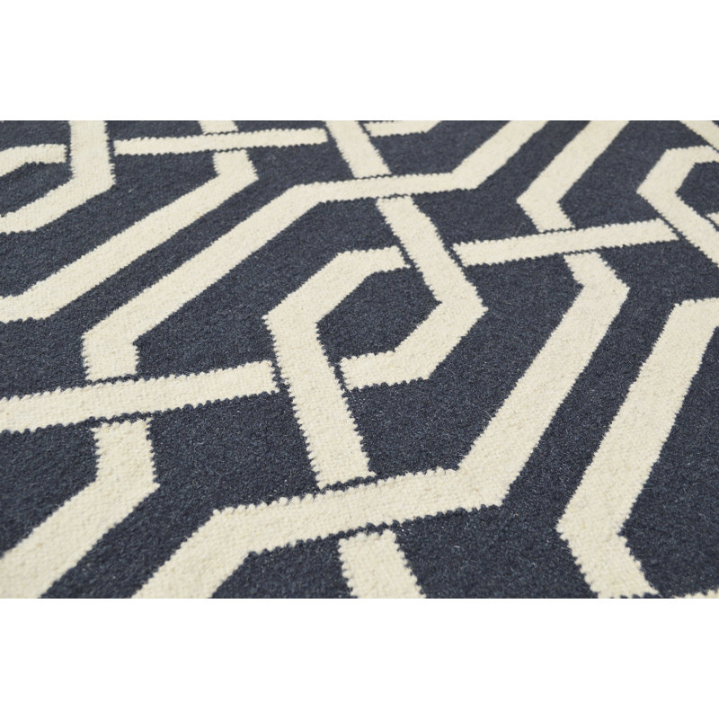 Geometric Wool Hand Woven Area Rug, Rectangle 120 x 180cm