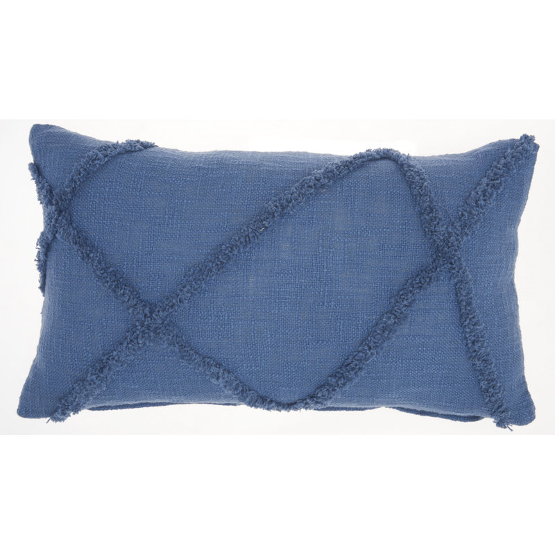 Coussin lombaire abstrait à poils longs, Bleu royal