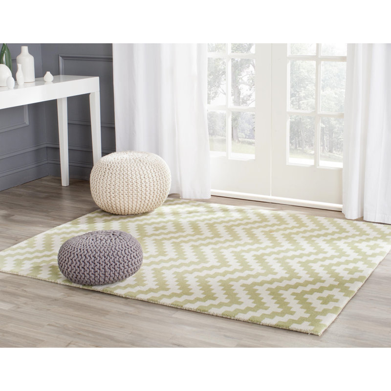 Deedgra Hand Tufted Wool Chevron Rug, Square 6'