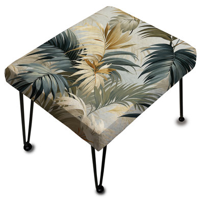 «Whispering Palms», motif tropical II - Repose-pieds rectangulaire tropical