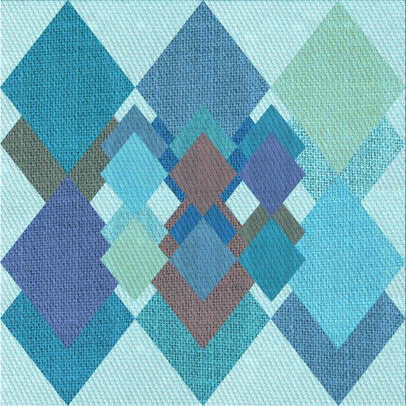 Tapis 100% à motifs lavables à la machine 2989WWS-Pat1107-LBLU, Carré 8 pi