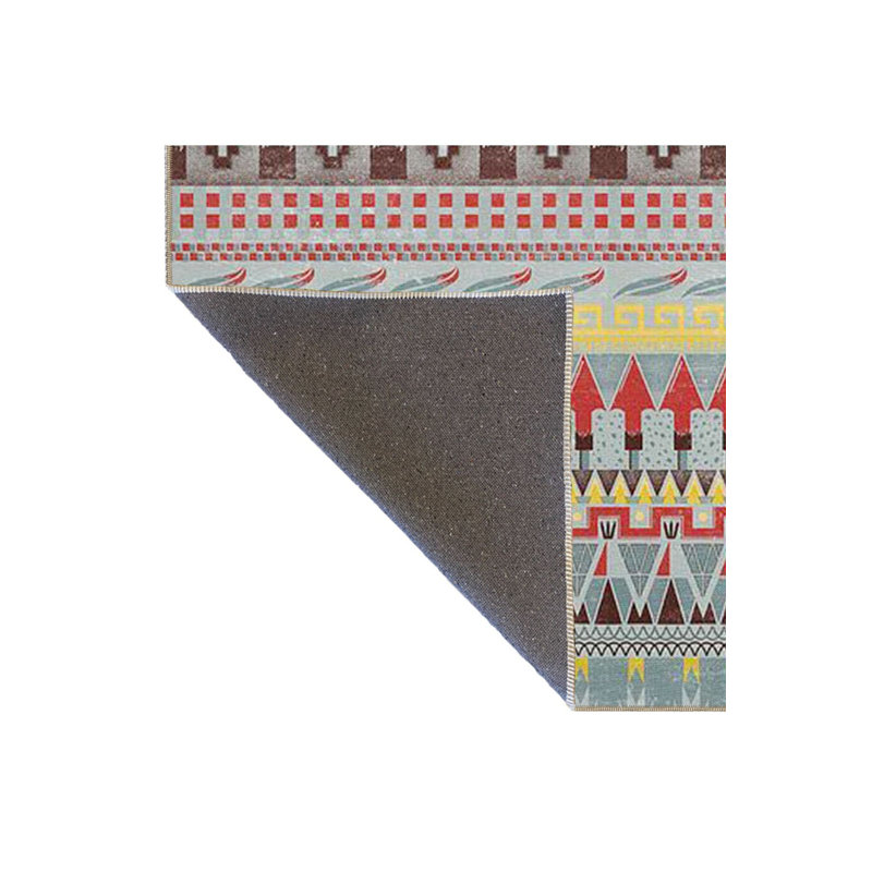Tapis tissé multicolore à rayures multicolores et à motif géométrique lavable à la machine, Carré 4 pi 11 po