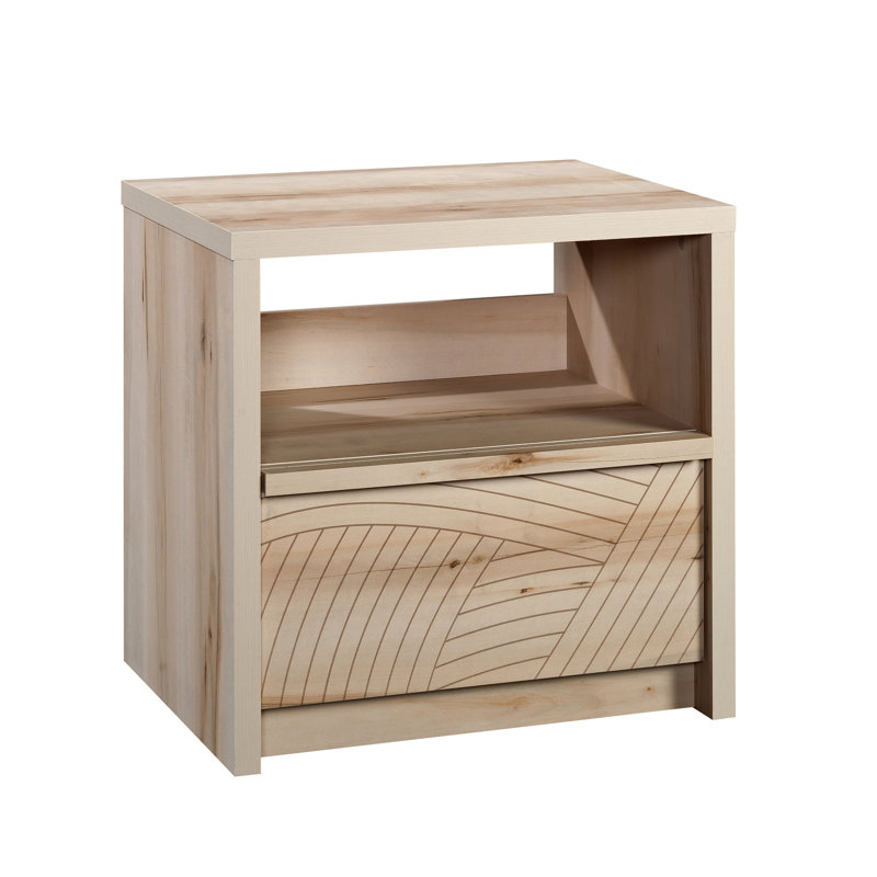 Table de chevet avec finition brun chaud, style rustique moderne, fonction de rangement de tiroir, support de présentation Mid-Century, un tiroir, tablette, assemblage rapide pour la configuration de la chambre à coucher