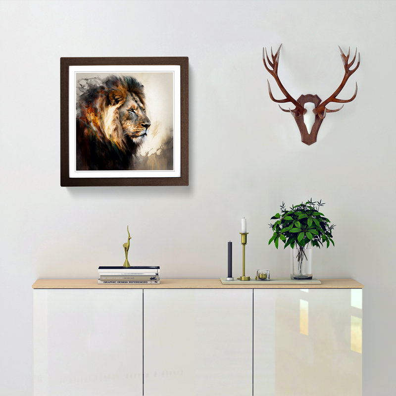 Lion - Framed Print, Walnut