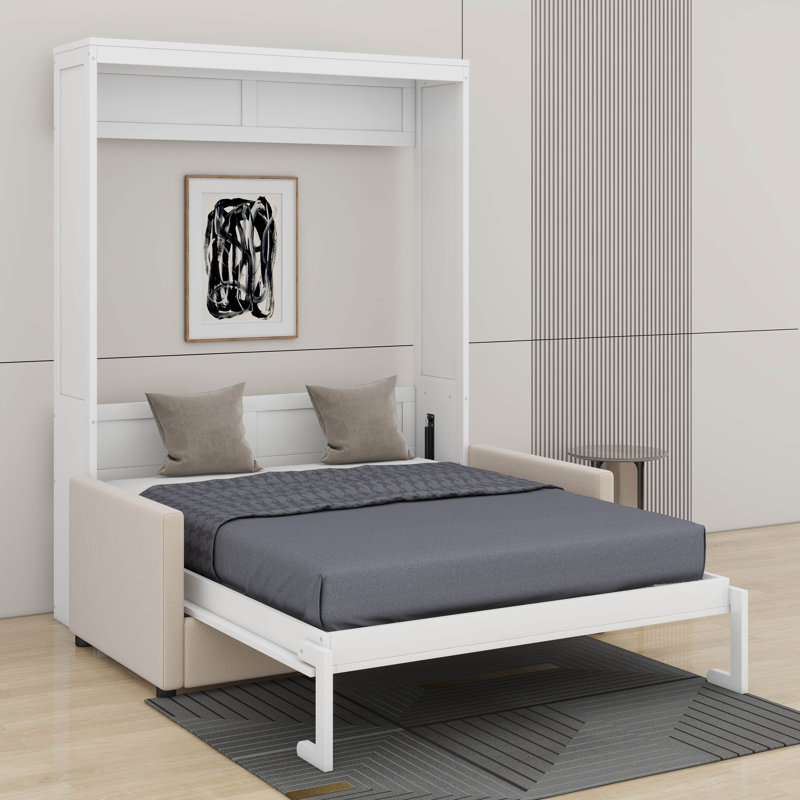 Grand lit escamotable avec coussin, Blanc