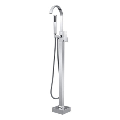 Robinet de baignoire sur pied à poignée simple avec douchette sur pied