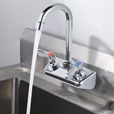 Wall Mount Double Handle Commerical Kitchen Standard Kitchen Faucet With 360° Swivel Spout In Polished Chrome