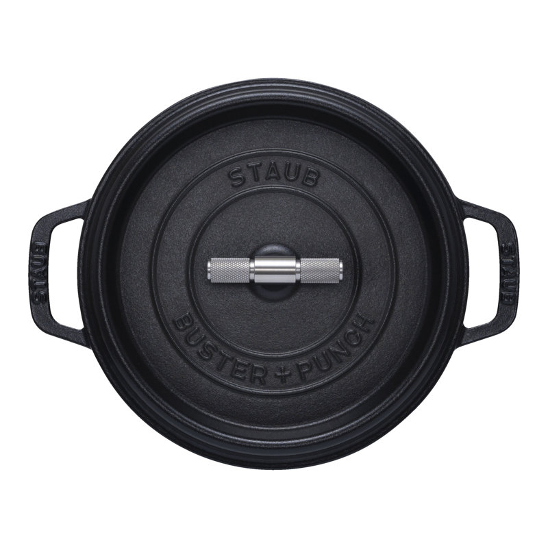 Staub Cast Iron Buster + Punch 4-Qt Dutch Oven - Handle, 4.02 quarts, Matte Black/Stainless Steel