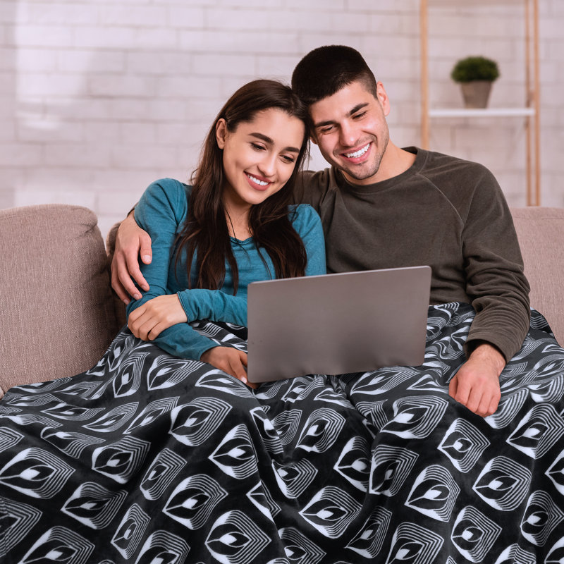 Jeté marocain en molleton pour canapé, douillette douce et confortable toutes saisons, 50 x 60 pouces, Lotus noir