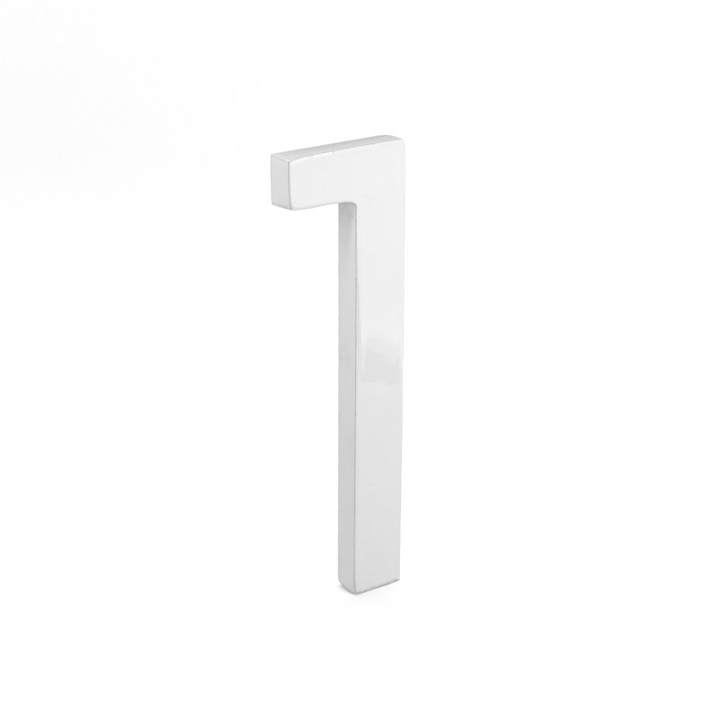 6'' H Metal Floating Mount House Number, White, 1