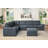 Isadora 119"W Gray Woven Fabric 7-Seater Sectional Sofa With Ottoman-896342190