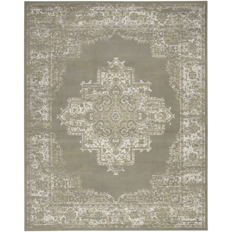 Burnie Oriental Olive Area Rug, Rectangle 6' x 9'