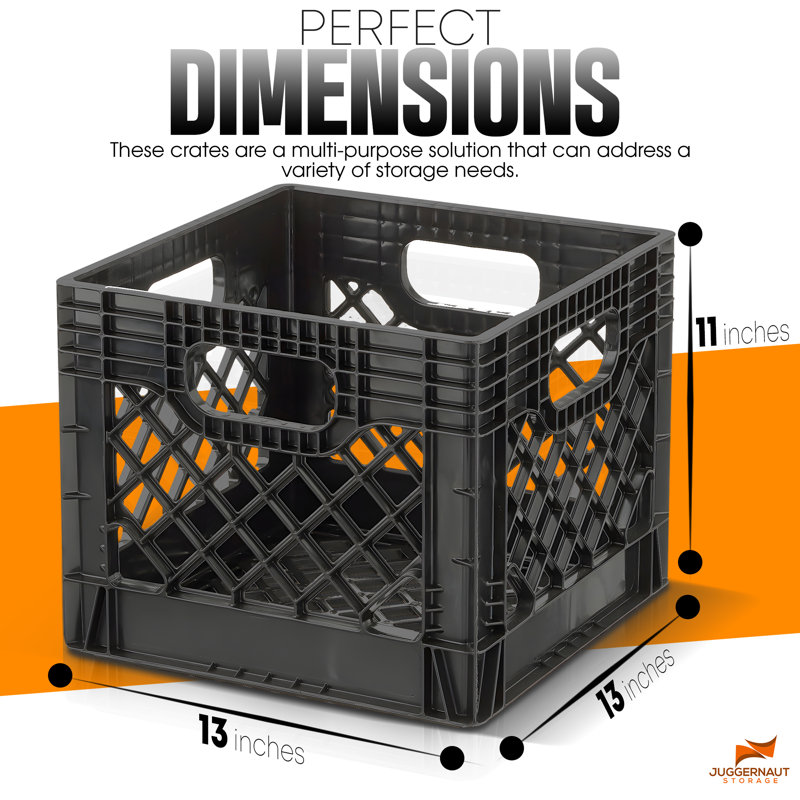 Rangement Juggernaut: caisse à lait 2pk - 16 pte, noir - solution de rangement polyvalente, rangement empilable, bacs en plastique robustes, poignées intégrées