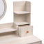 Table de coiffeuse + tabouret rembourré, miroir à DEL tactile, armoire de rangement grande capacité, 5 tiroirs, mobilier de maquillage tendance