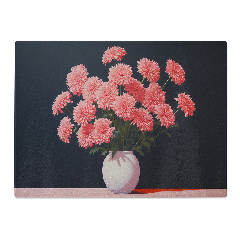 Chrysanthemums Minimalism  Glass Chopping Board