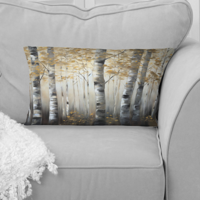 Birch Tree Forest Wonderland V - Tree Printed Throw Pillow