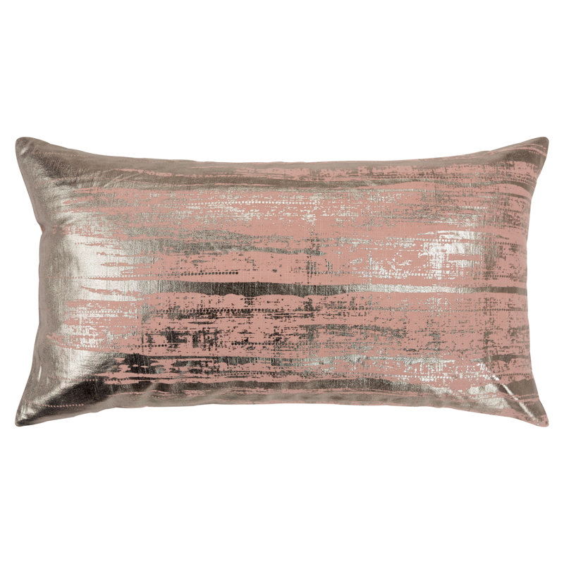 Housse de coussin rectangulaire en coton et insert, Rose / argent