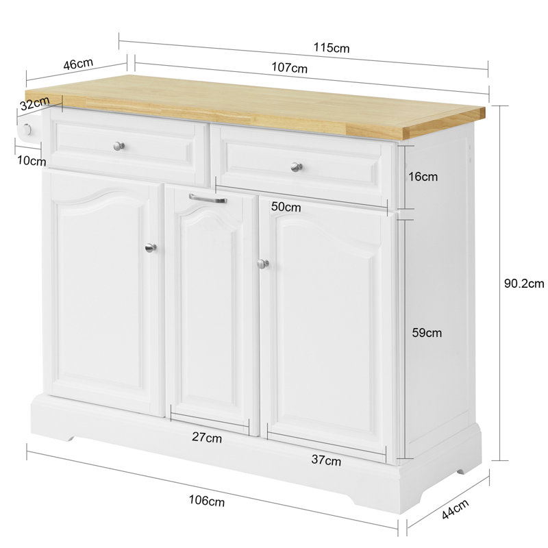Puma Solid Wood Top Kitchen Cart
