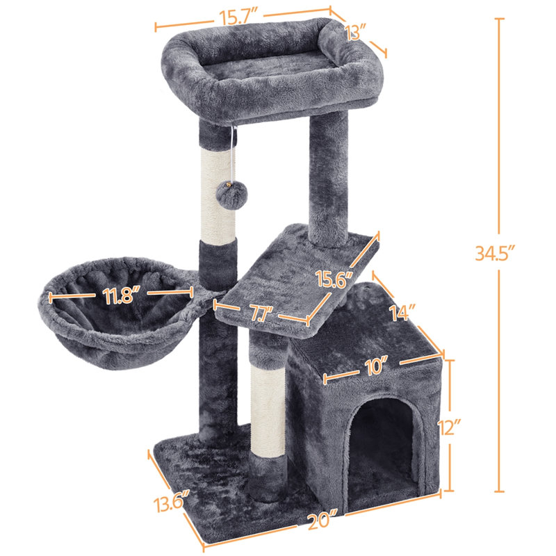 Daum 34.5'' H Cat Tree, Dark Gray