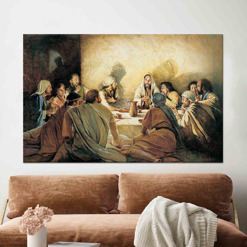 Toile imprimée: Le dernier souper - Décoration religieuse chrétienne, 1P, 31,6 po H x 43,4 po l
