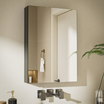 Spliceable modular bathroom medicine cabinet with soft close doors with glass on both sides , reversible wall mounted mirror (28" l x 20" w)