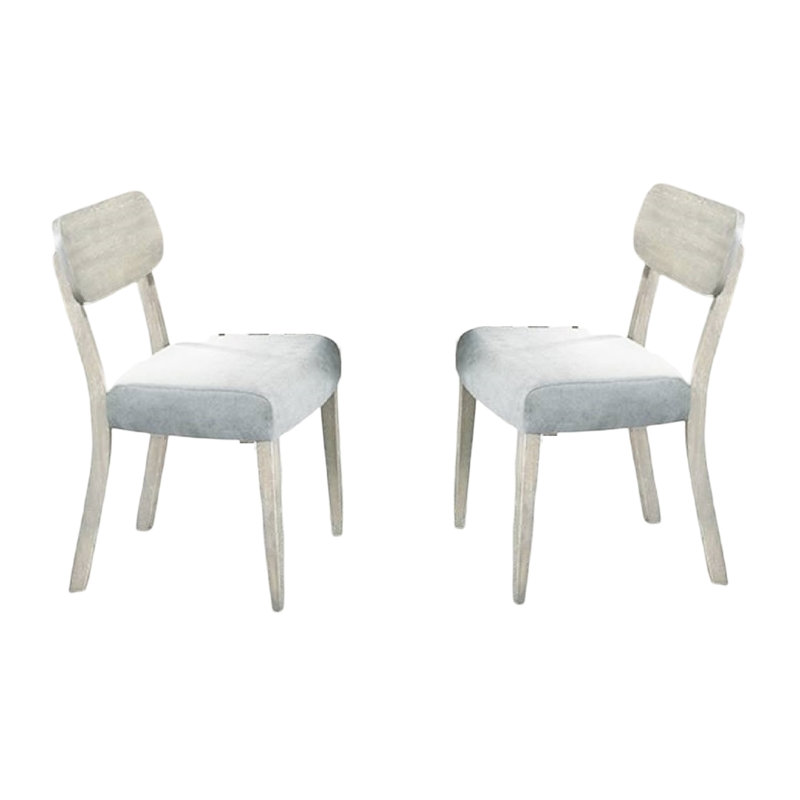Chaises de salle à manger modernes 2 pièces, dossier solide, grain de bois naturel, assise en tissu polyvalent, fabrication en bois d'hévéa, style classique
