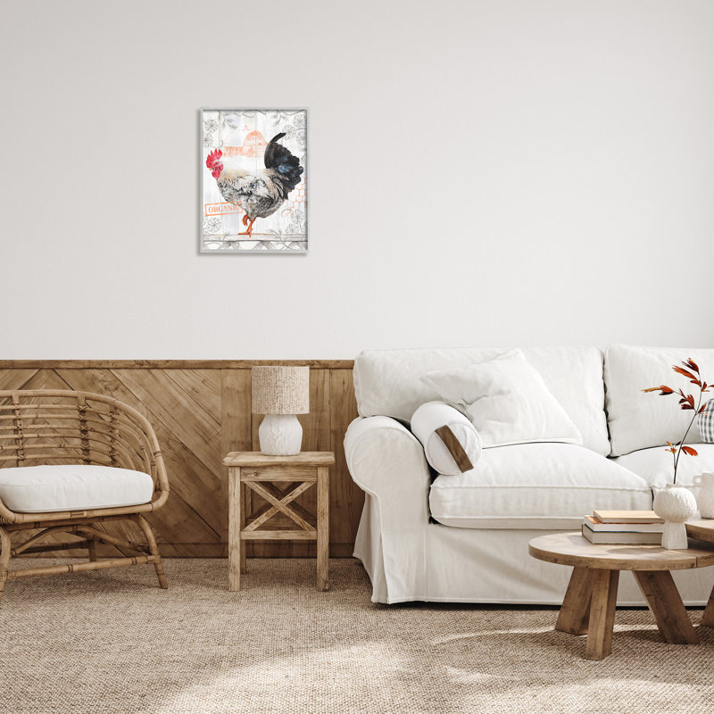 «Organic Pattern Rooster» par Levison Design Print, Estampe numérique Farmhouse, H 20 po x l 16 po x P 1,5 po