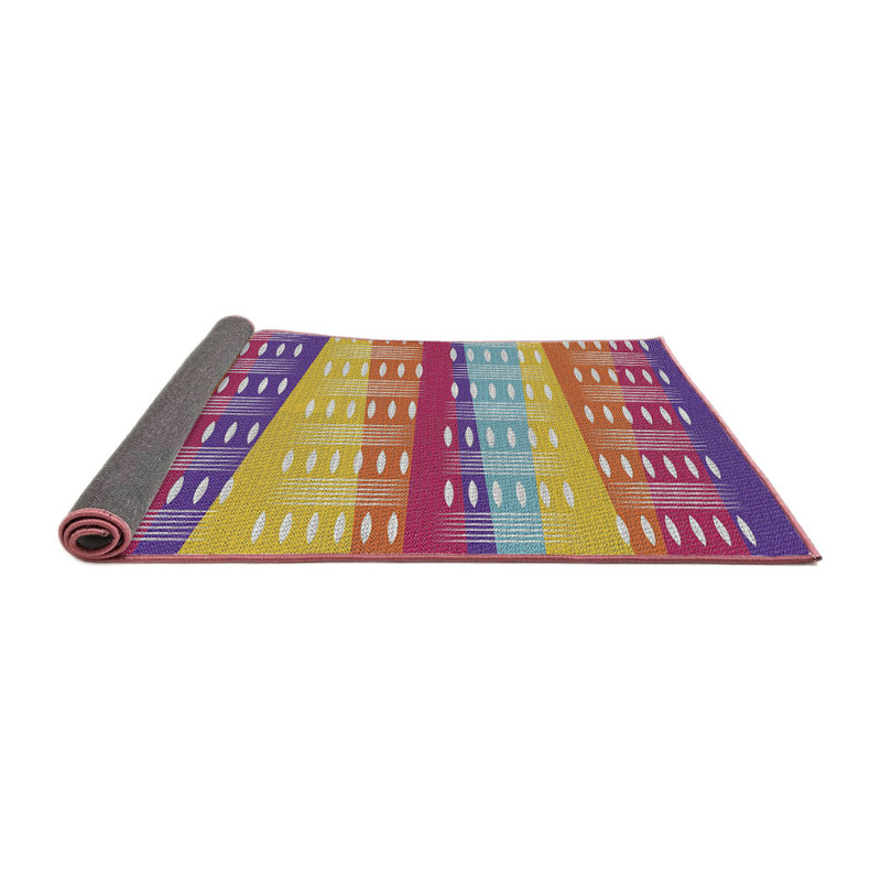 Tapis rose motif/orange/jaune, Rond 6 pi
