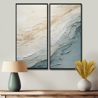 Décoration murale minimaliste beige et gris Horizon I - Bord de mer