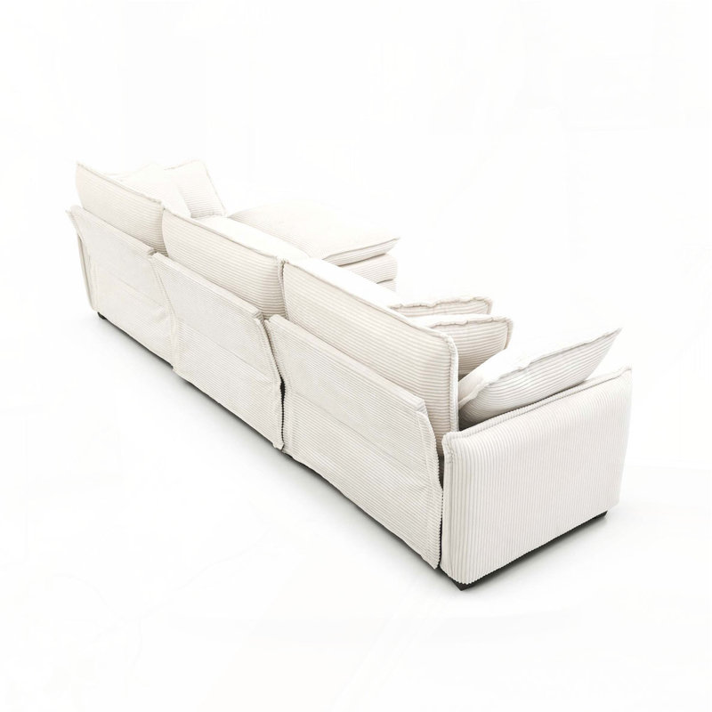 Canapé modulaire 3 places avec coussins Gannon, Beige