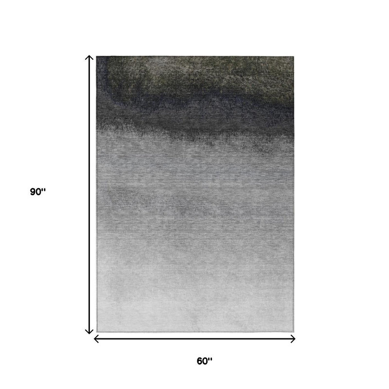 Tapis intérieur / extérieur ombré argenté et noir 5 pi x 8 pi