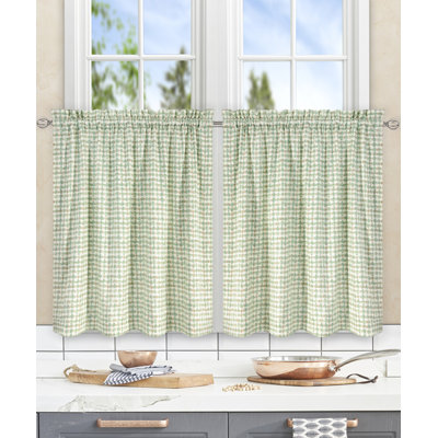 Leoni Ikat Check Tailored Tier Cafe Curtain