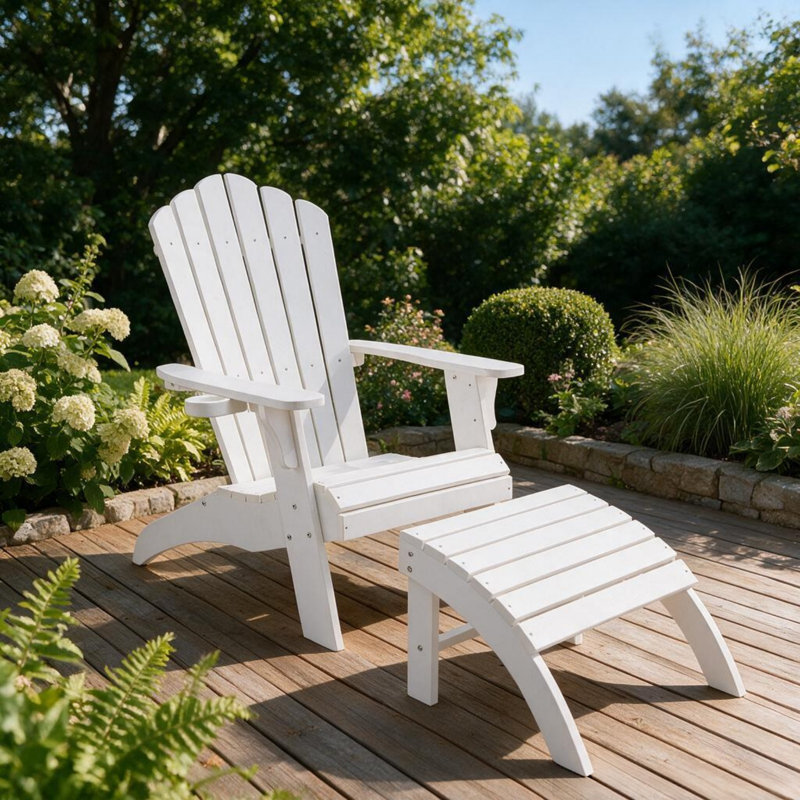 Fauteuil Adirondack surdimensionné toutes saisons avec repose-pieds, White
