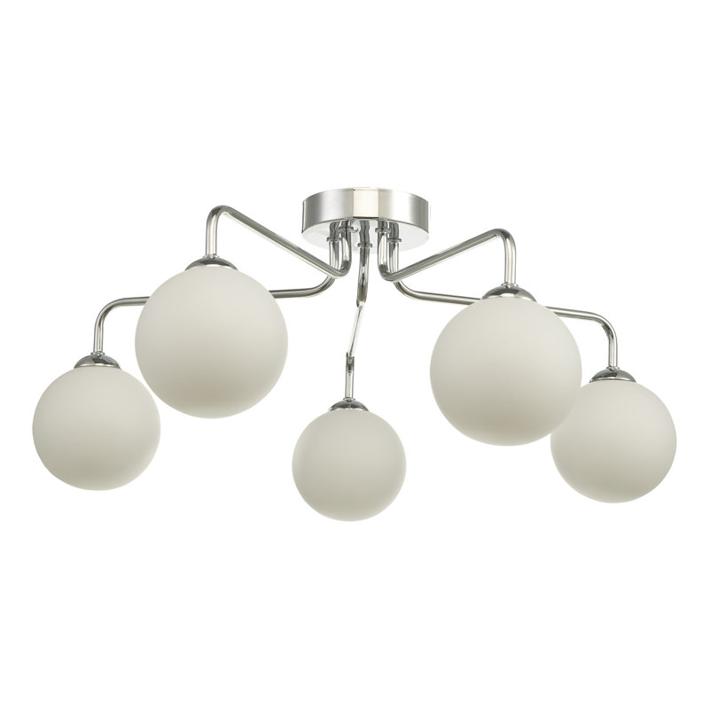 Flush Mount, Polished Chrome/Beige